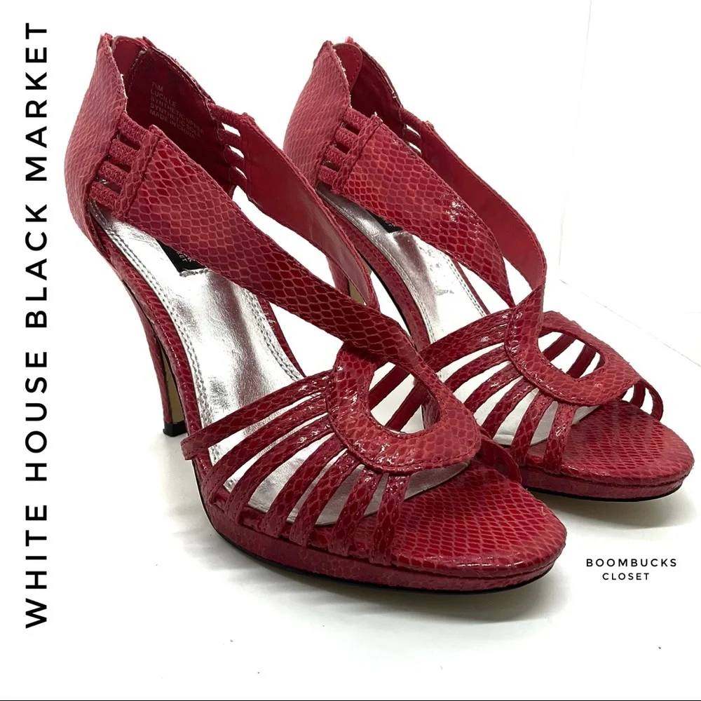 White House Black Market Coral Snake Skin Scrappy Peep Toe Pump